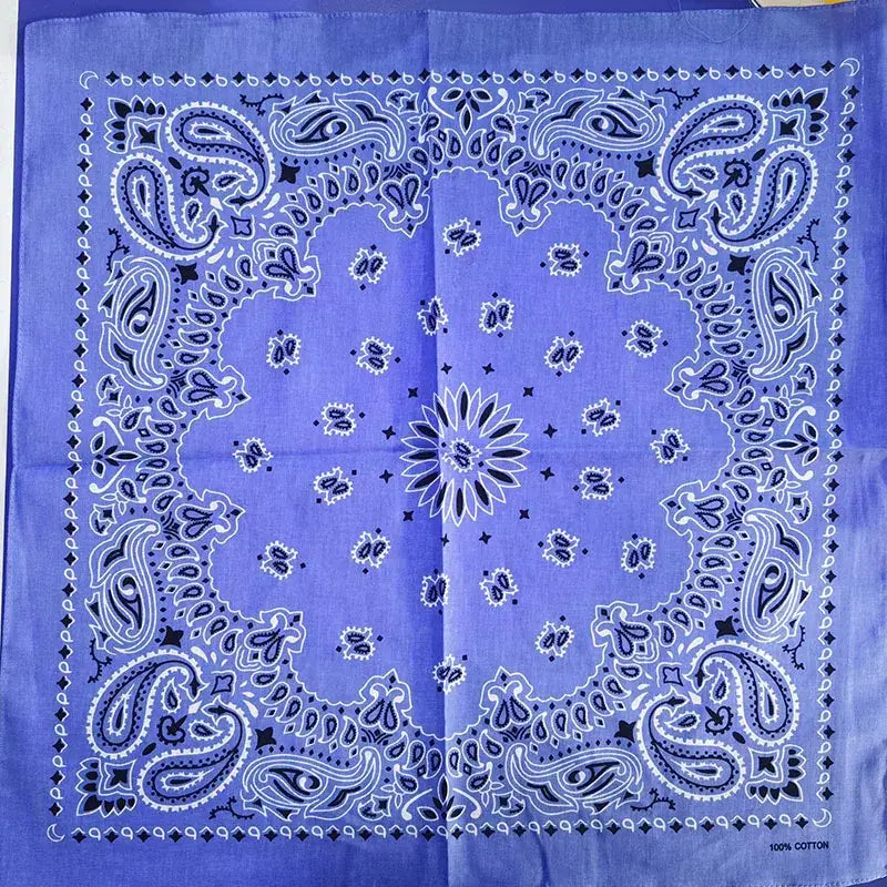 Vibrant royal blue Bandana Scarf Cotton with white navy paisley patterns