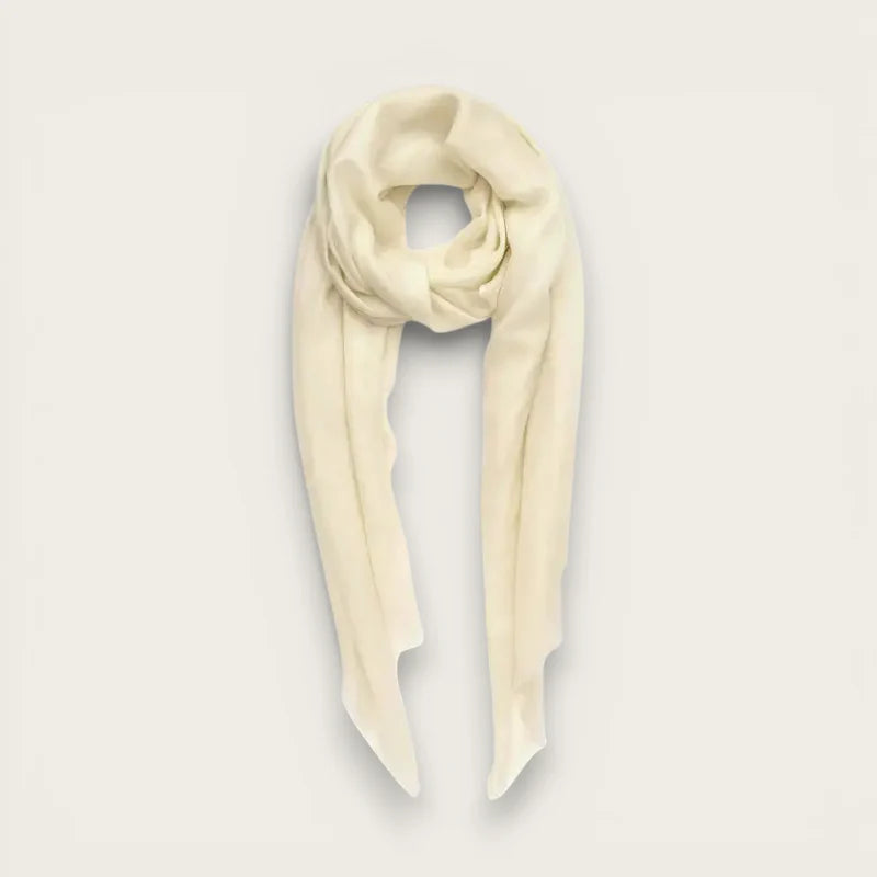 Cream-colored minimalist wool scarf, soft texture, Beige Wool Scarf product