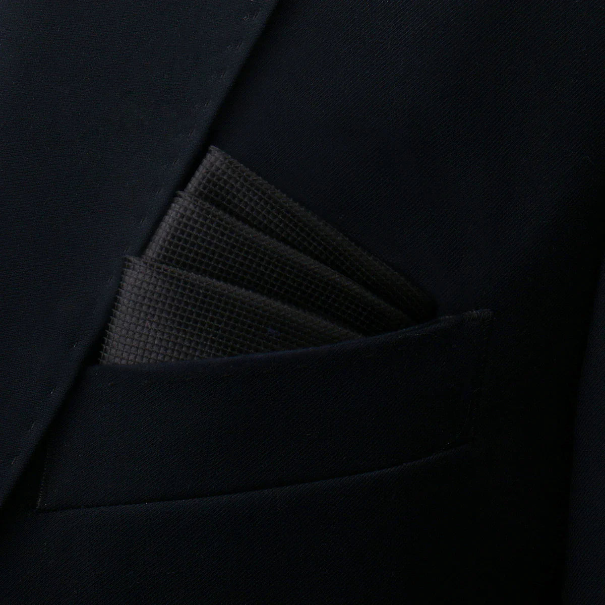 Black textured pocket square product display