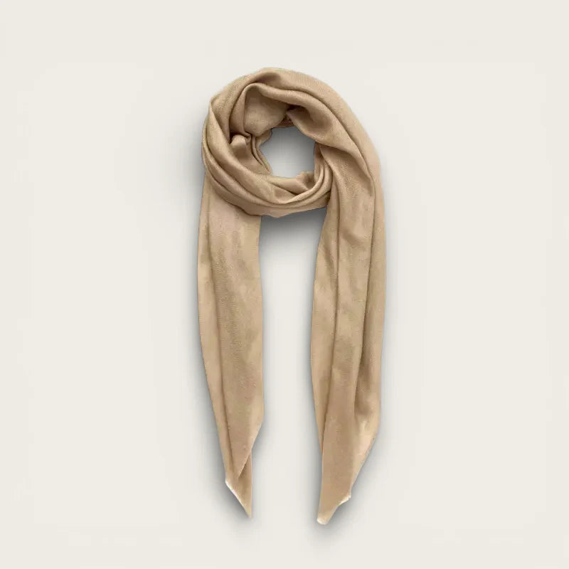 Soft beige cashmere scarf with gentle drape and subtle sheen, Chunky Wool Scarf