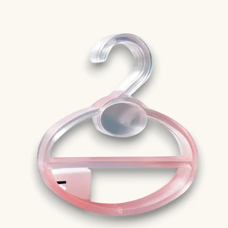 Transparent pink plastic hanger for Hanging Scarf Organizer