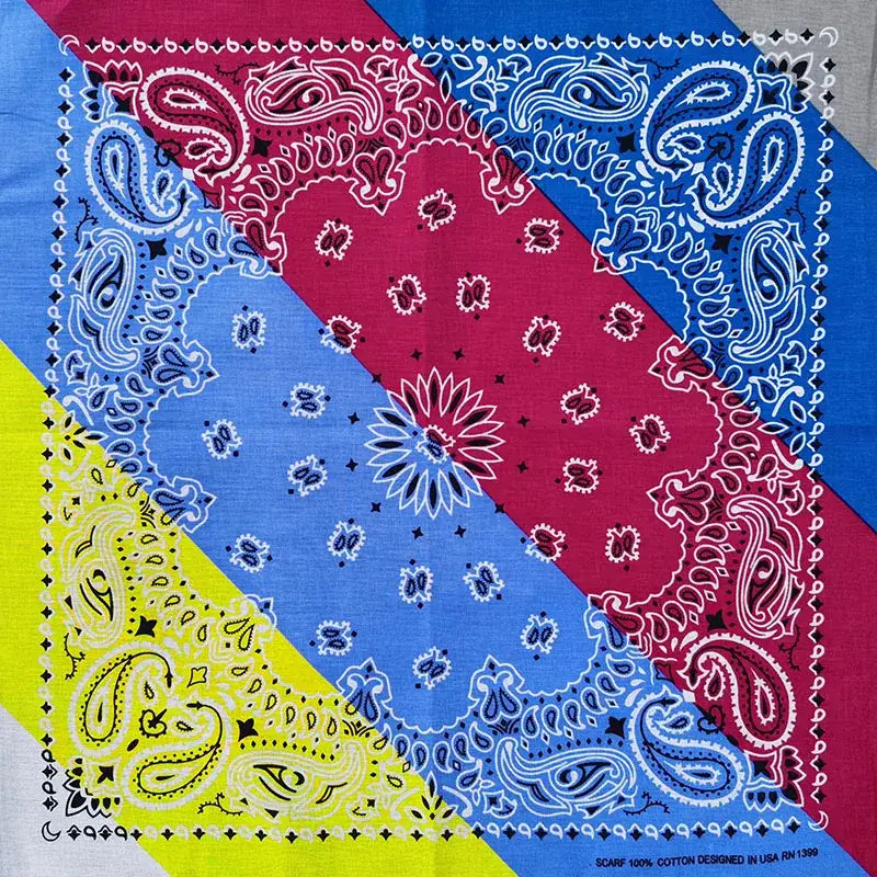 Vibrant multicolored Head Scarf Bandana with bold paisley patterns