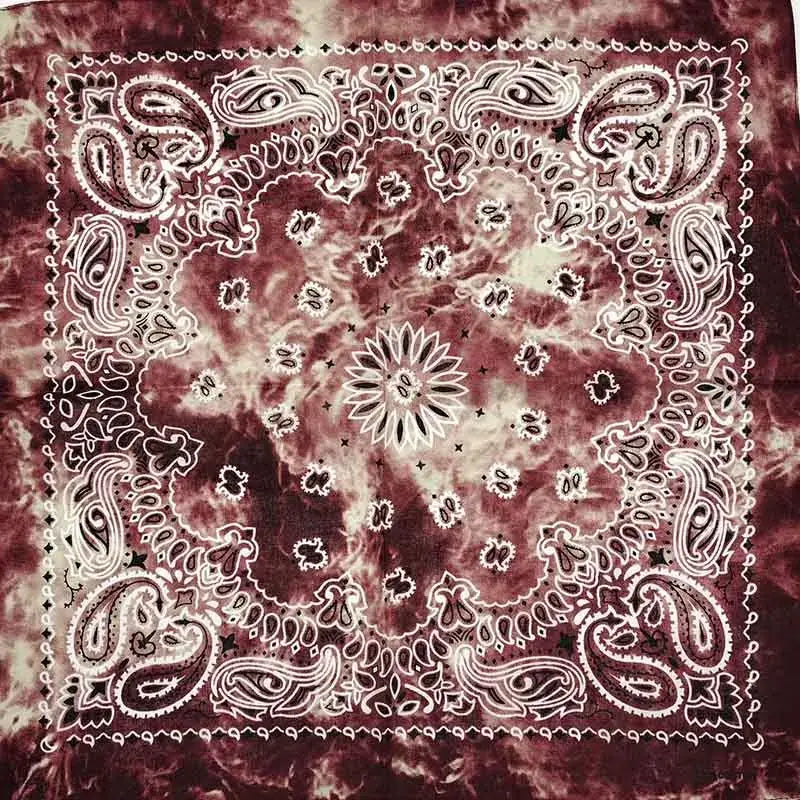Mens maroon white tie-dye paisley bandana scarf product view