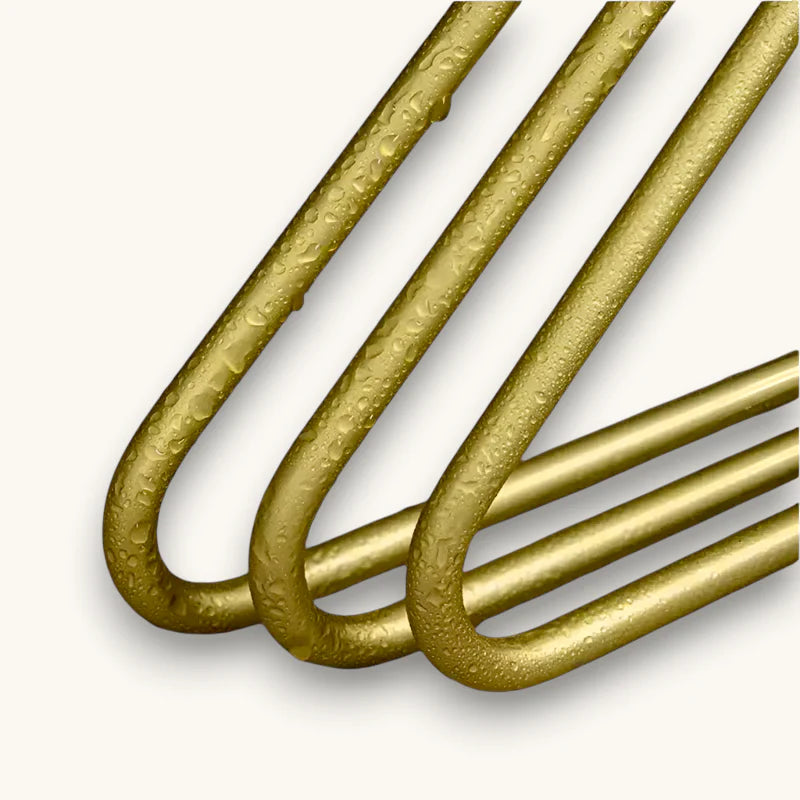 Gold Metal Scarf Hanger with curved textured hair extensions