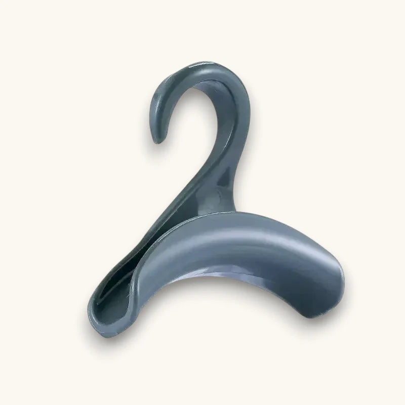 Gray plastic hook with smooth curved design on Plastic Scarf Hanger