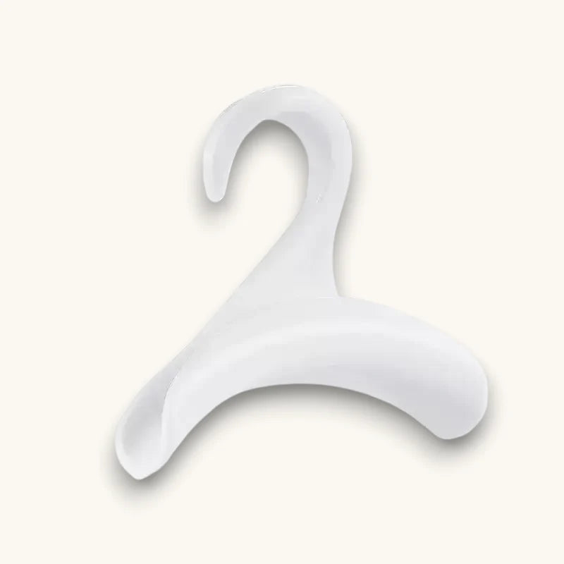 White Plastic Scarf Hanger with smooth rounded contours
