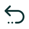 Leftward arrow icon with three dots below it on a white background
