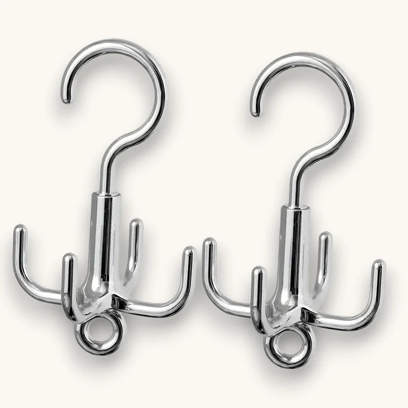 Shiny chrome Rotating Scarf Hanger with multi-hooks, modern design