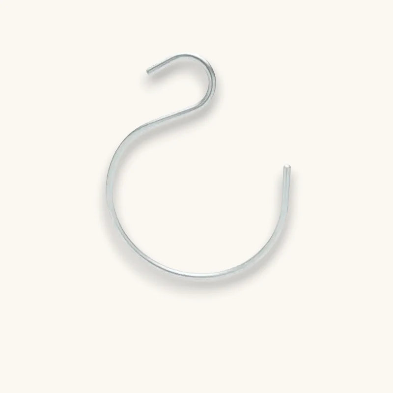 Silver S-shaped metal hook on Round Scarf Hanger