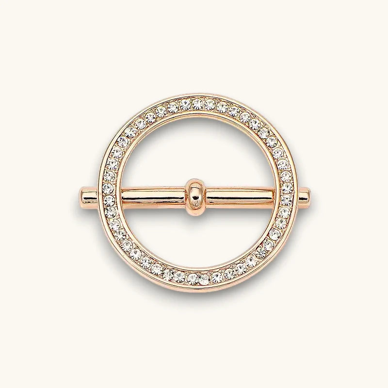 Rose gold Scarf Holder Ring buckle with crystal perimeter and bar closure