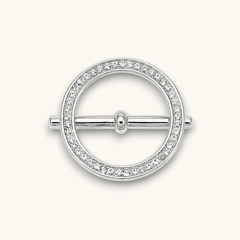Silver crystal scarf holder ring buckle