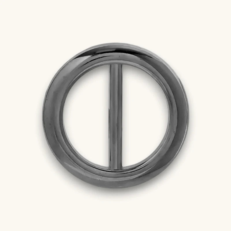 Shiny black metal Scarf Slide buckle with vertical center bar