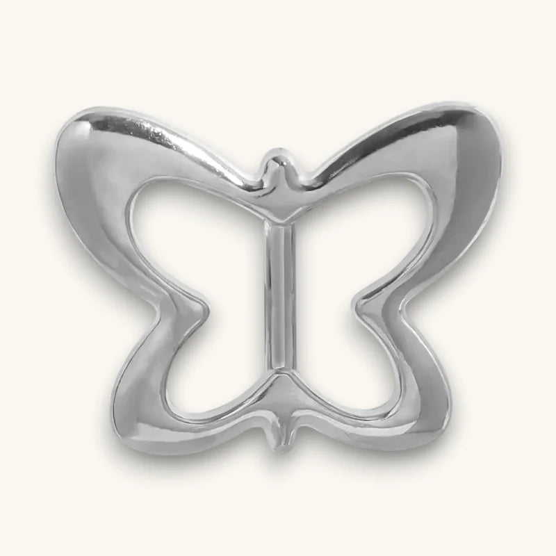 Shiny silver butterfly-shaped metal clip for Scarf Slide