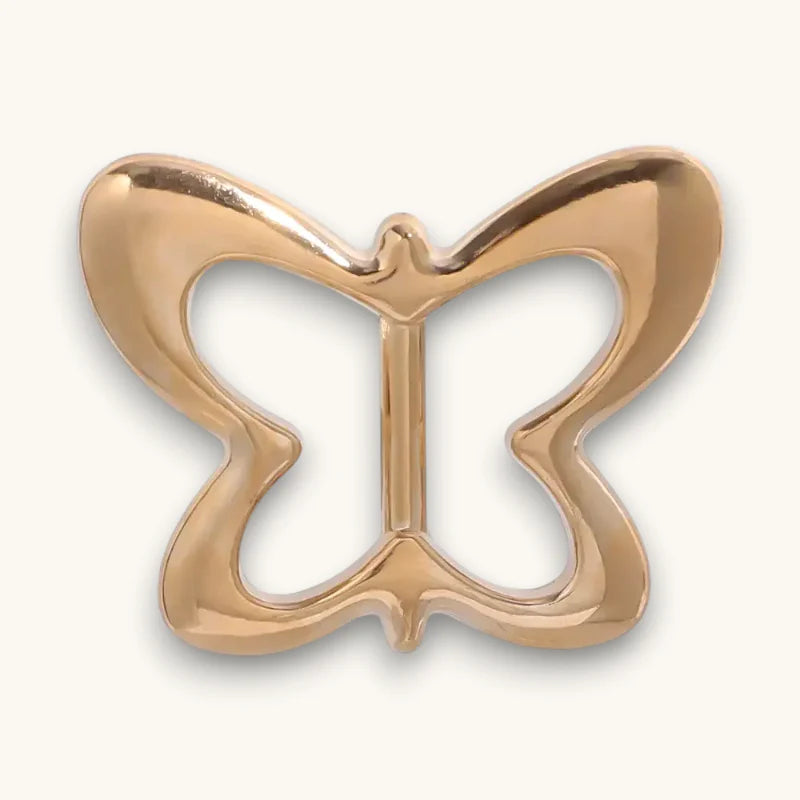 Sleek rose gold butterfly Scarf Slide brooch, polished minimalist design