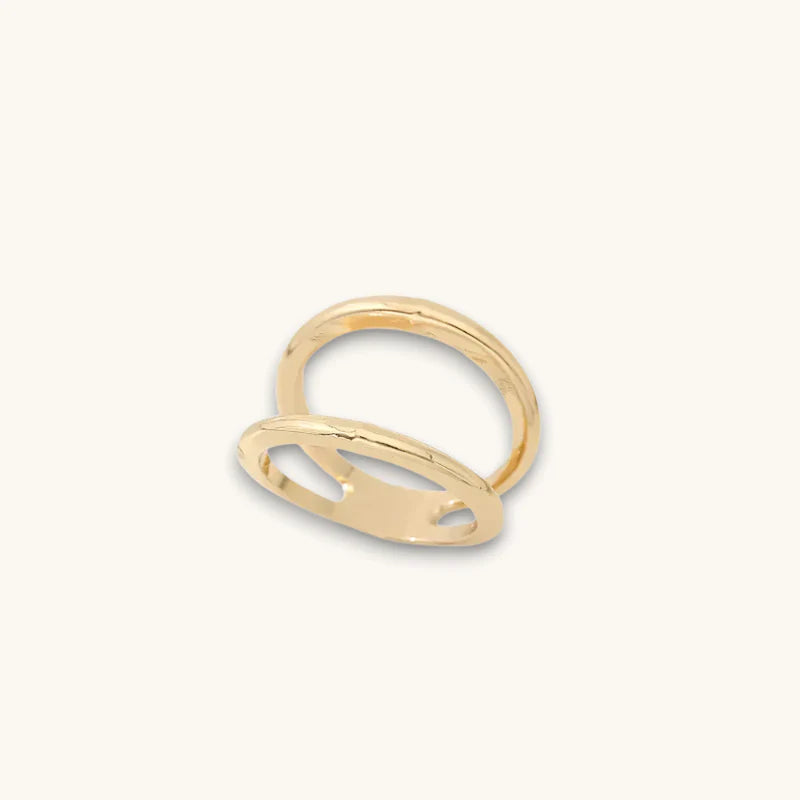 Gold-toned Silk Scarf Ring with minimalist interlocking bands