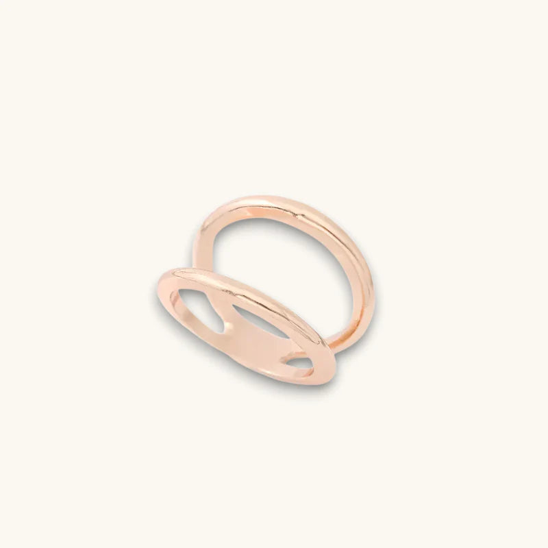 Rose gold double ring stackable Silk Scarf Ring, minimalist modern design