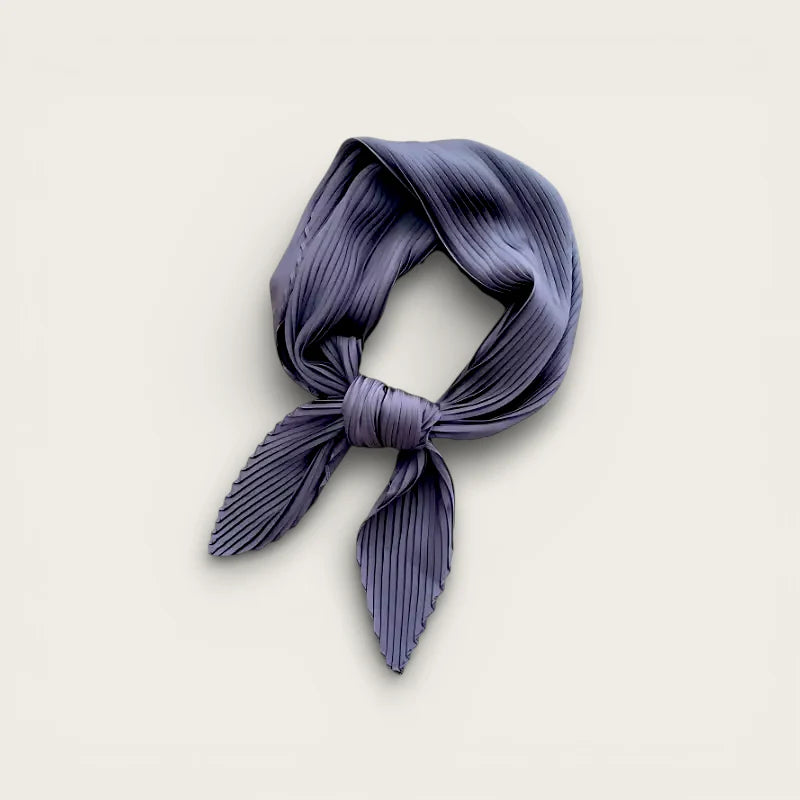 Small Pleated Scarf in soft lavender with neat knot