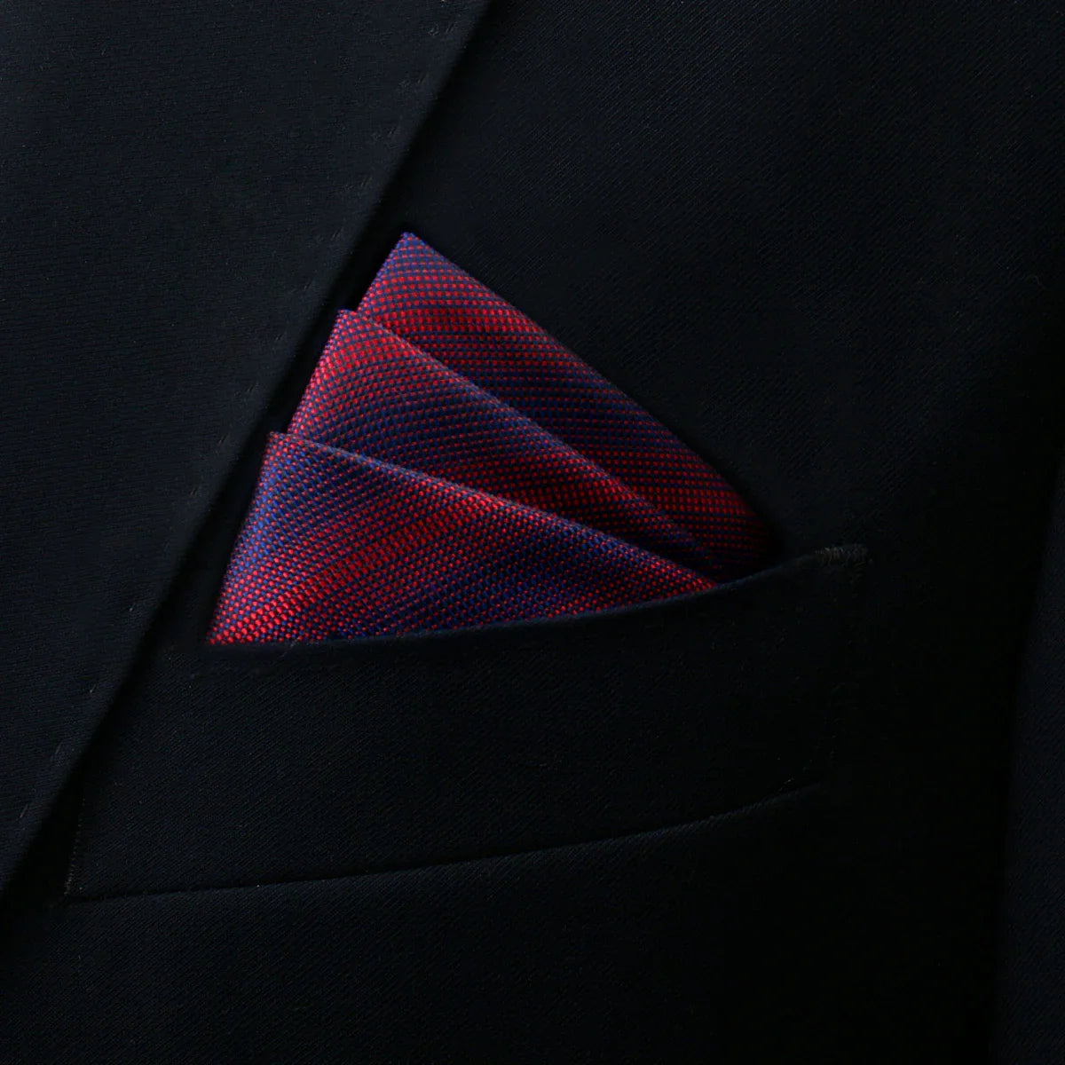 Tux Pocket Square with deep red and navy blue diagonal stripes