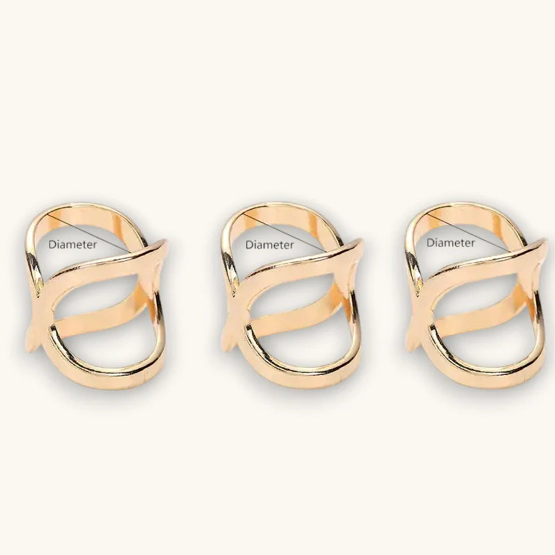 Gold-toned Womens Scarf Ring with interlocking modern bands